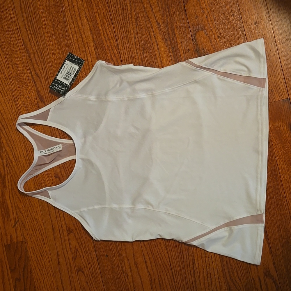 NWT INPHORM Size L, white/petal pink athletic top